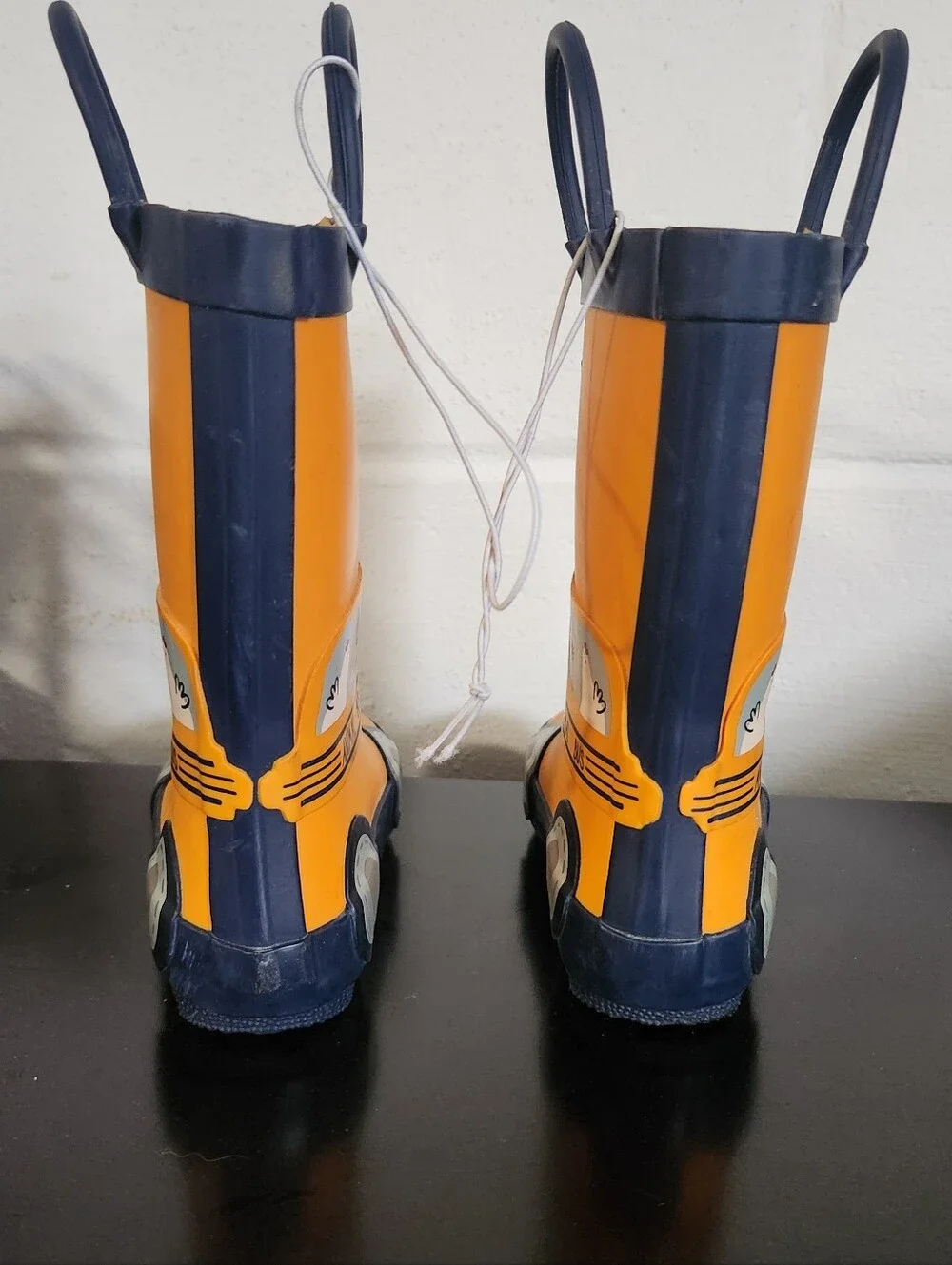 Cat & Jack Little Kids Yellow and Navy 'Animal Bus' Rain Boots NWOT